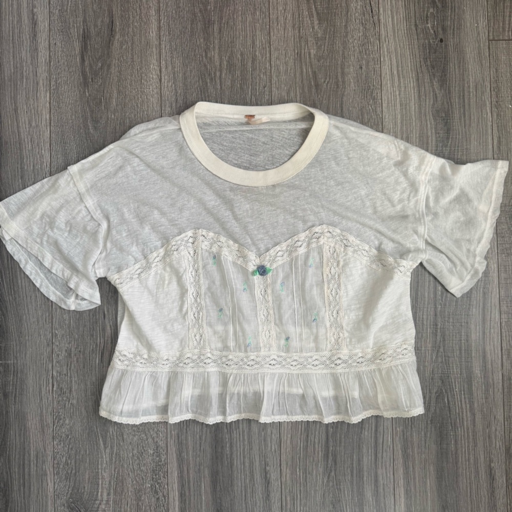 Free People Fall in Love Tee Ivory